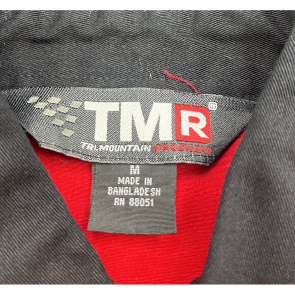 TMR  Mens M PIT CREW GARAGE MECHANIC RACING WORK  BLACK RED Collar Pocket - Picture 5 of 5